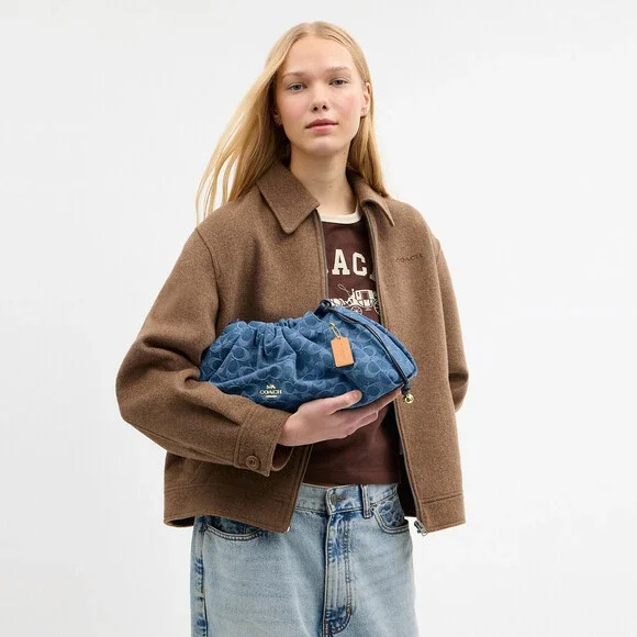 Coach Faye Large Shoulder Bag In Signature Denim - Picture 3 of 7